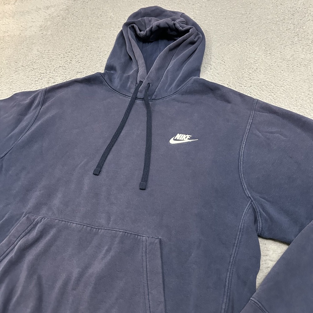 Nike Hoodie Mens Small Blue Sportswear Club Fleece Pullover Sweatshirt Faded